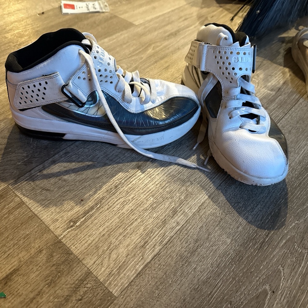 White and Black High-Top Sneakers